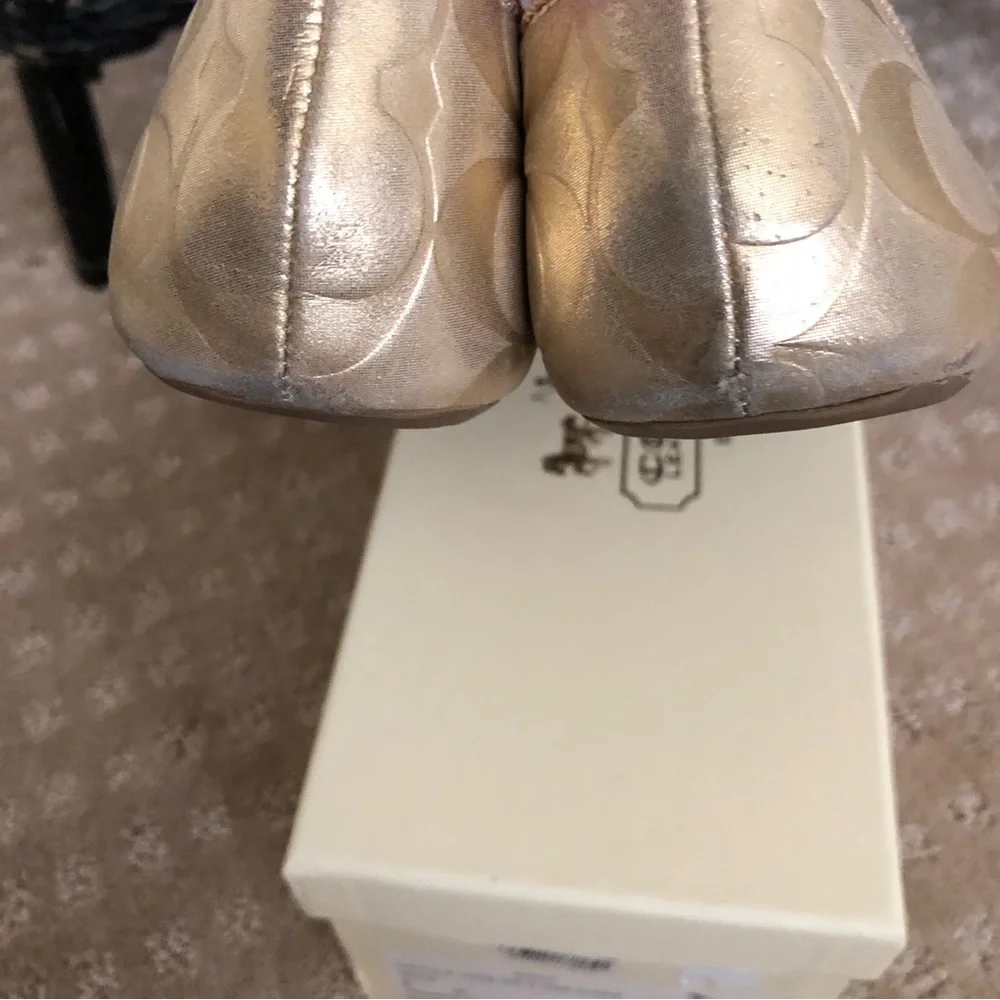 COACH Gold Leather Ballet Flats Size 6 - Picture 6 of 11